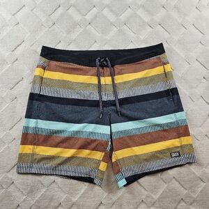 Saxx Board Shorts Mens 38 Striped Multi Color Hybrid Surf Swim Beach Casual